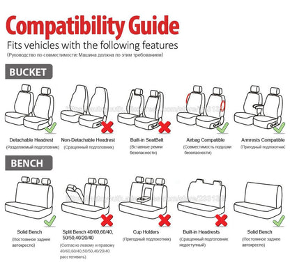 AUTOYOUTH Unique Flat Cloth Car Seat Cover ( Detachable Headrests and Solid Bench) Interior Accessories Universal Car Seat Cover