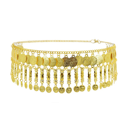 Indian Coin Belly Waist Body Chains for Women Female Gold Alloy Long Tassel Dance Dress Belt Wedding Party Metal Jewelry