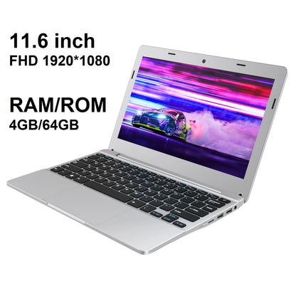 11.6" FHD Laptop, Intel J4105, 8GB RAM, 64GB EMMC, Win10 Pro, USB 3.1, Type-C, HDMI, WiFi, 5000mAh, OEM Support for Resellers