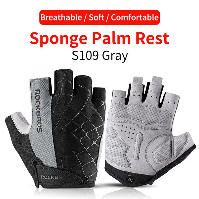 ROCKBROS Cycling Gloves Breathable Shockproof Bike Gloves Summer Half Finger Gloves MTB Mountain Bicycle Gloves Sports Gloves