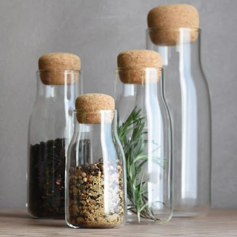 Glass seal jar transparent  coffee storage jar cork household glass tea Kitchen jar Glass sealed tank glass food storage jars