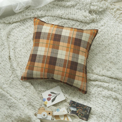 Plaid Decorative Pillows 45x45 cm Flocked Cushion Cover for Bed Sofa Living Room Cozy Pillow Cover Modern Home Decor Pillowcases