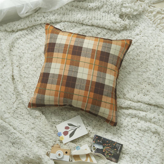 Plaid Decorative Pillows 45x45 cm Flocked Cushion Cover for Bed Sofa Living Room Cozy Pillow Cover Modern Home Decor Pillowcases