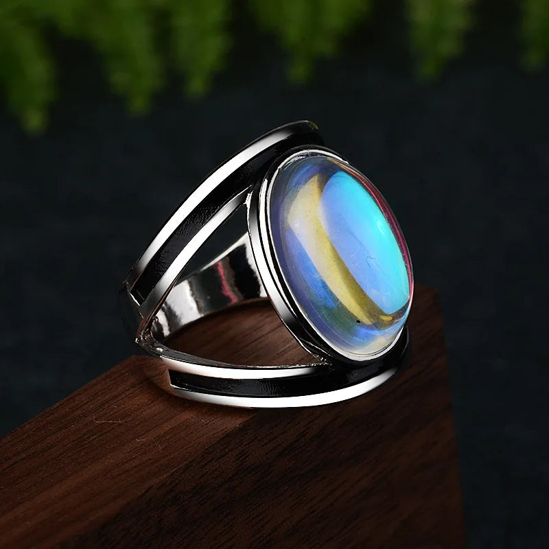 Fine Jewelry Femme Natural Moonstone Rings for Women 925 Sterling Silver Ring Bijoux Wedding Party Jewelry Gift