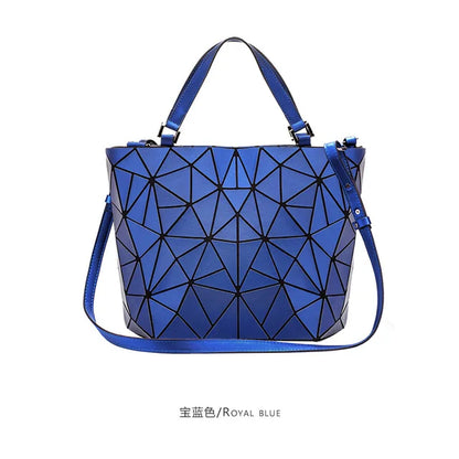 Luminous Reflective Bag Geometric Tote Folding Shoulder Bags for Women 2024 Plain Folding Handbags Sac a Main Female Bolsas