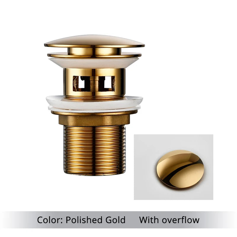 Pop up Drain Button Bathroom Sink Plug Black Gold Rose Siphon Waste Stopper Wash Basin Faucet Accessory for Kitchen Or Bath