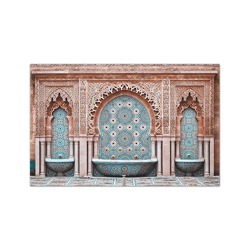 Moroccan Wall Art Canvas Print Marrakesh Architecture Poster Boho Wall Decor Terracotta Art Picture Decoration Painting for Home