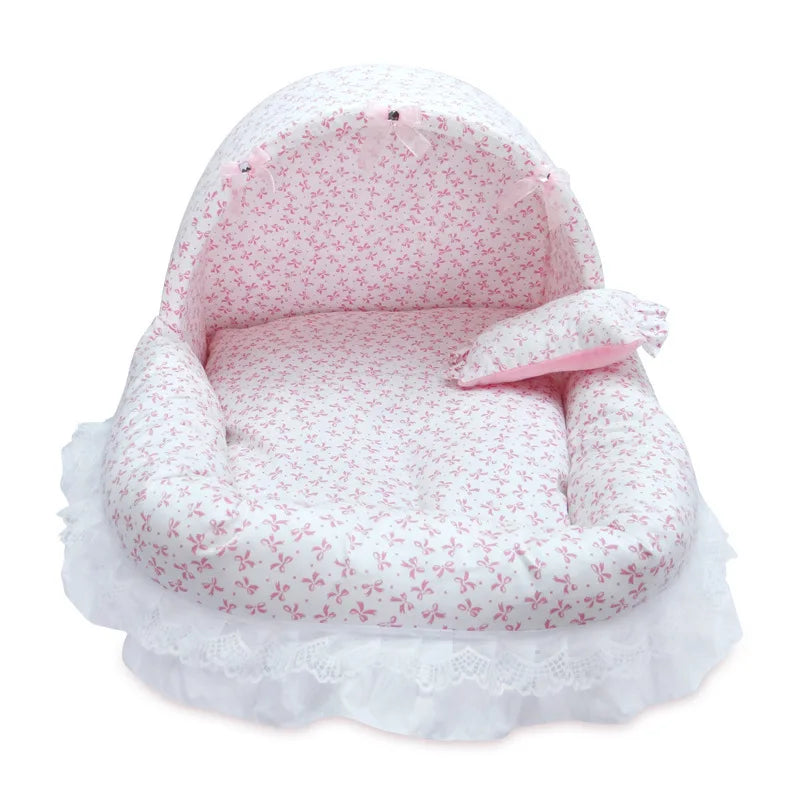 Pink Lace Dog Beds For Small Dogs With Cushion  S M L Pet Washable Puppy Animal Cat Indoor Sweet Home Yorkie Car Seat Mat Goods