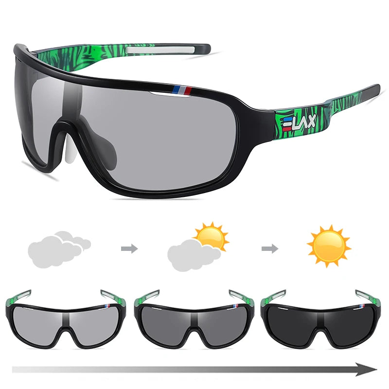 ELAX BRAND Polarized Photochromic UV400 Outdoor Road Cycling Eyewear Sports Cycling Sunglasses Men Women Bike Bicycle Glasses