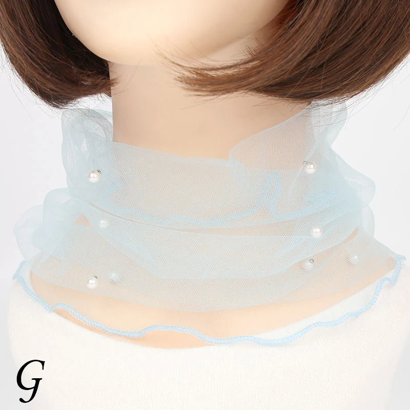Spring Summer Chiffon Neck Collar Scarf Women Head Thin Sunscreen Variety Small Silk Anti-UV Scarf Mask Multi-Function Scarf