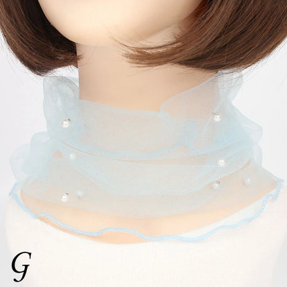 Spring Summer Chiffon Neck Collar Scarf Women Head Thin Sunscreen Variety Small Silk Anti-UV Scarf Mask Multi-Function Scarf