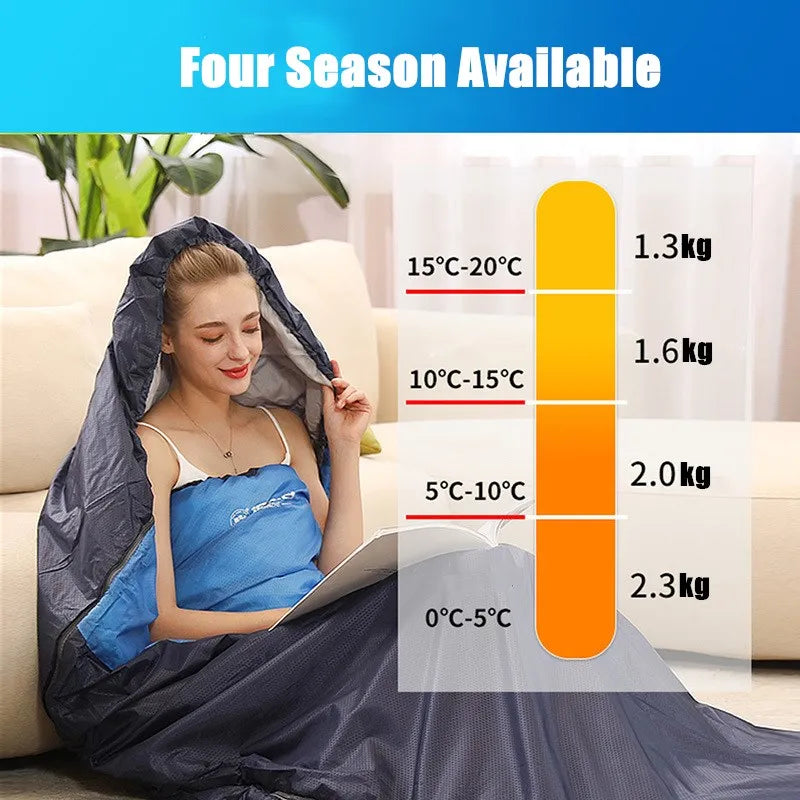 1-2 Person Adult Sleeping Bag Portable Outdoor Camping Travel Thick Watewrproof Warm Cotton Sleeping Bag Large Size Four Season