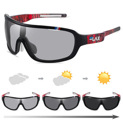 ELAX BRAND Polarized Photochromic UV400 Outdoor Road Cycling Eyewear Sports Cycling Sunglasses Men Women Bike Bicycle Glasses