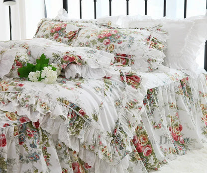 Luxury King Size Bedding Set Romantic Lace Ruffle Duvet Cover Wedding Bed Cover Set Bedroom Set Queen Comforter Bedding Sets