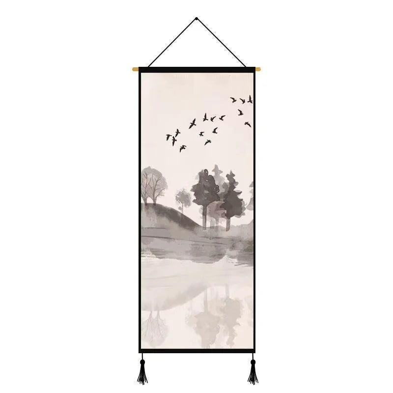Chinese Landscape Decorative Painting Living Room Tapestry Wall Art Home Decor Canvas Poster Background Scroll Wall Paintings