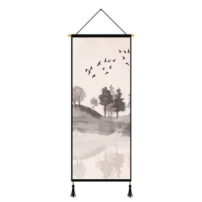 Chinese Landscape Decorative Painting Living Room Tapestry Wall Art Home Decor Canvas Poster Background Scroll Wall Paintings