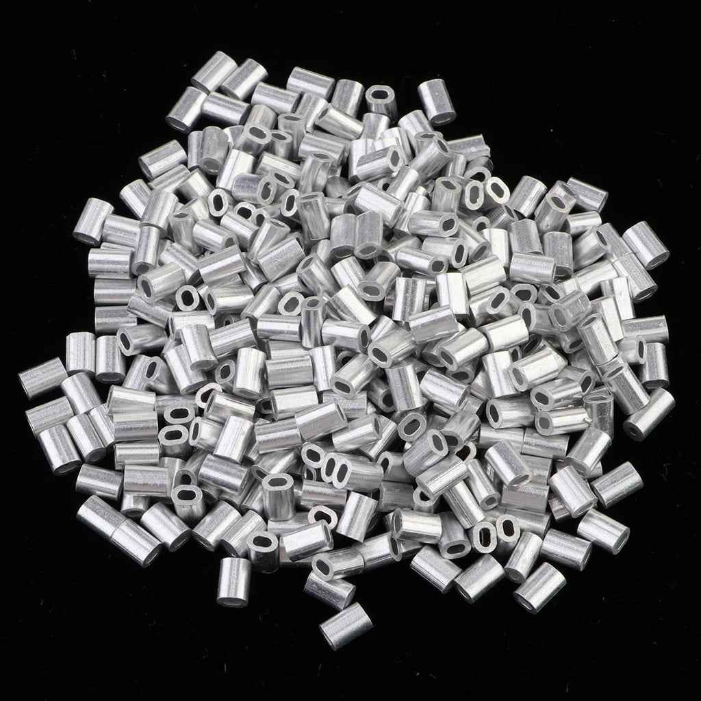 1000Pcs Fishing Double Barrel Aluminium Crimp Sleeves Tube DIY Accessories