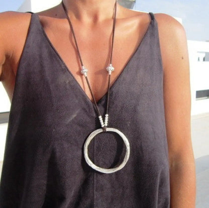 Boho Necklace Leather Cord Necklace Long Necklace Boho