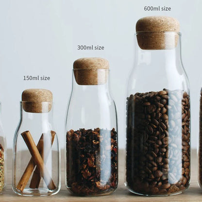 Glass seal jar transparent  coffee storage jar cork household glass tea Kitchen jar Glass sealed tank glass food storage jars
