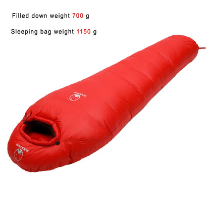Black Snow Warm White Goose Down Filled Adults Mummy Style Sleeping Bags Fit for Winter Thermal 4 Kinds Thickness Camping Travel