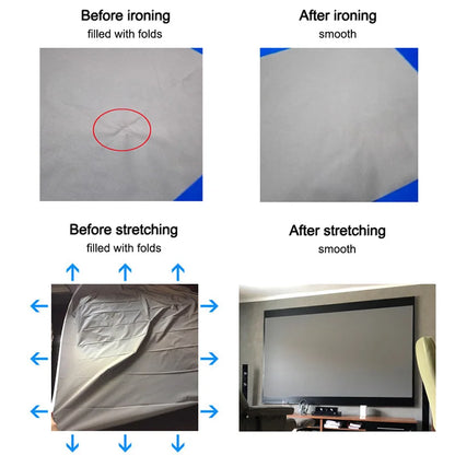 Portable Projector Screen Reflective Fabric Cloth Projection Curtain Highly Increase Brightness for Low Lumen Projectors