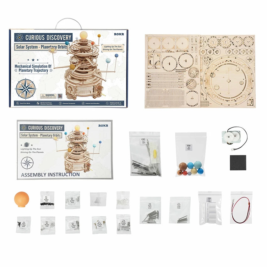 Robotime Rokr DIY Assemble Toys ST001 Mechanical Orrery Model Kit 3D Wooden Puzzles for Dropshipping