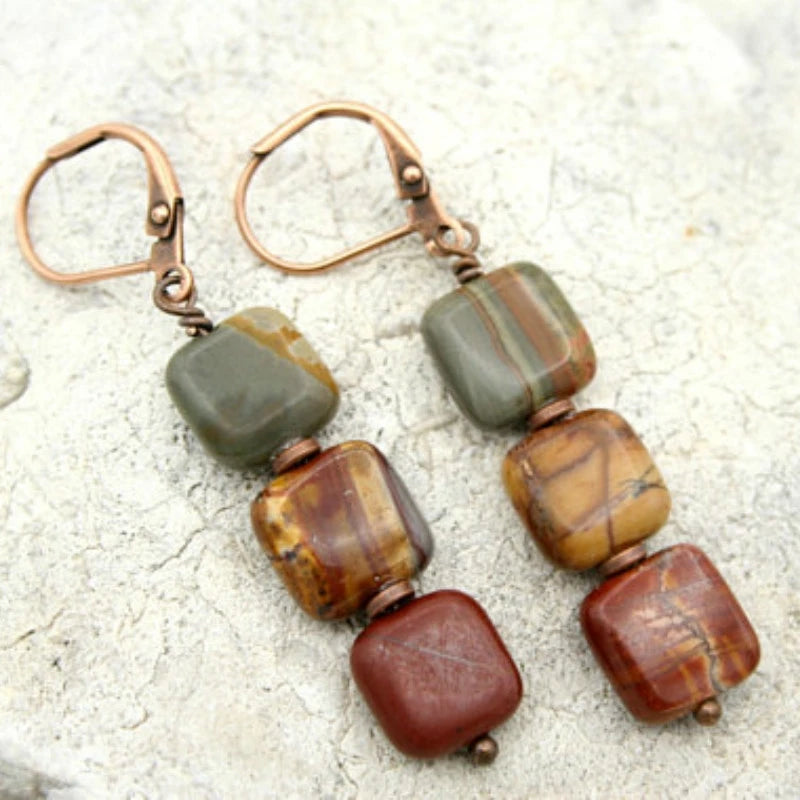 turquoise earrings jewelry dangle earrings boho earrings ethnic earrings leather Earrings big leather Earrings
