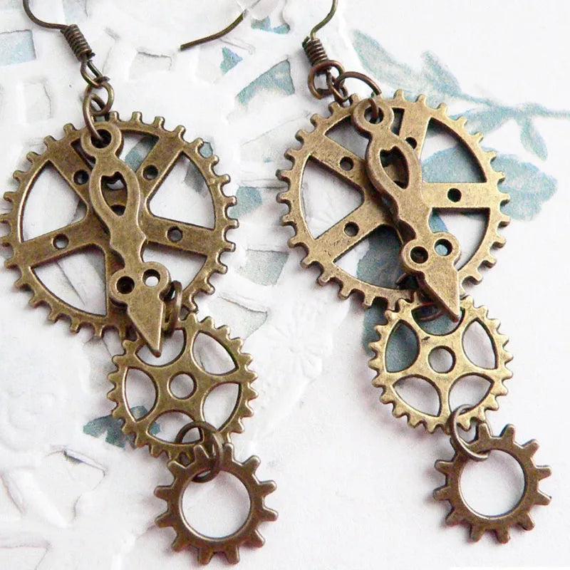 Antique Bronze Gear Earrings Steampunk Earrings Clockwork Earrings Steampunk Gift Steampunk Gear Earrings