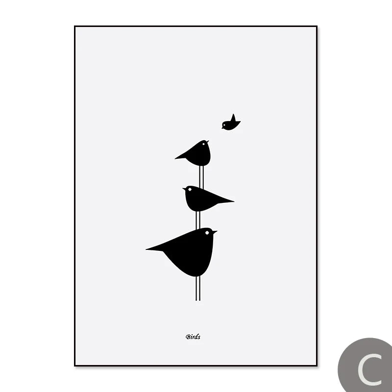 Cats Love Line Canvas Painting Minimalist Decorative Art Print Poster Nordic Black White Wall Picture Decor Nursery Kids Room