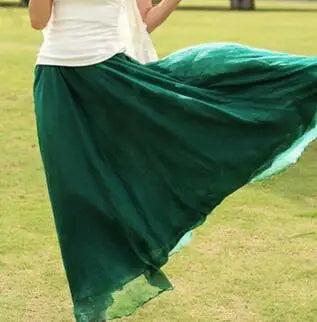 1pcs/lot bohemian style woman beach long skirt summer chiffon candy color long skirt casual skirt free size