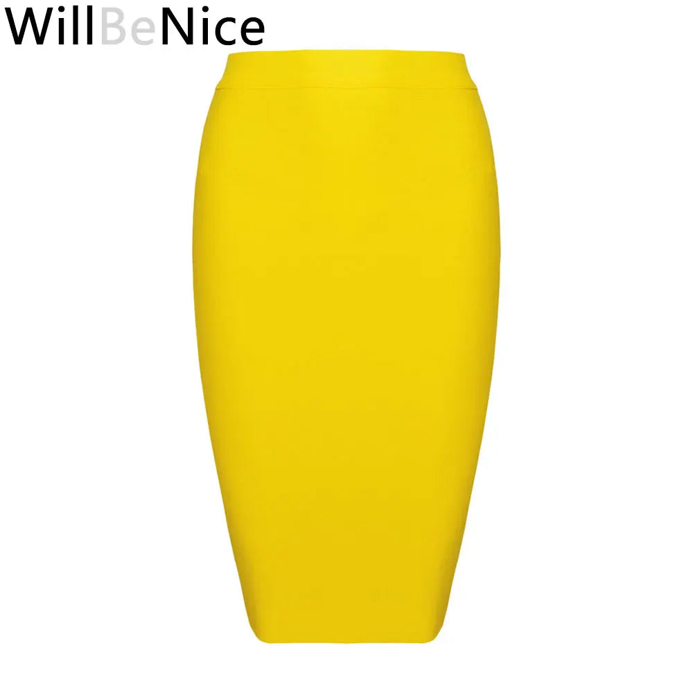 Willbenice Sexy Office Bandage Skirts Nude Purple White Bodycon Slim Womens Knee Length Hot Pink Fuchia Black Pencil Maxi Skirts