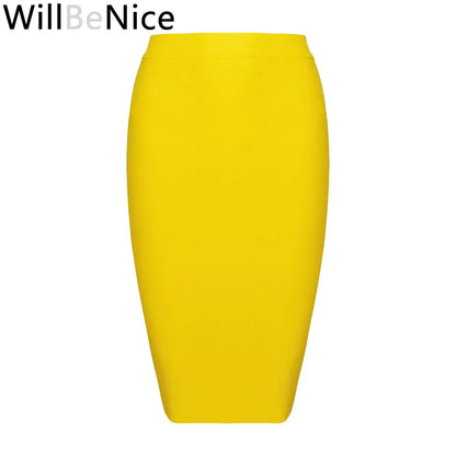 Willbenice Sexy Office Bandage Skirts Nude Purple White Bodycon Slim Womens Knee Length Hot Pink Fuchia Black Pencil Maxi Skirts