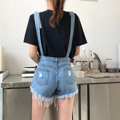 Women's Denim Overalls, Female Jumpsuit, Denim Rompers, Playsuit, Straps, Shorts, Fashion
