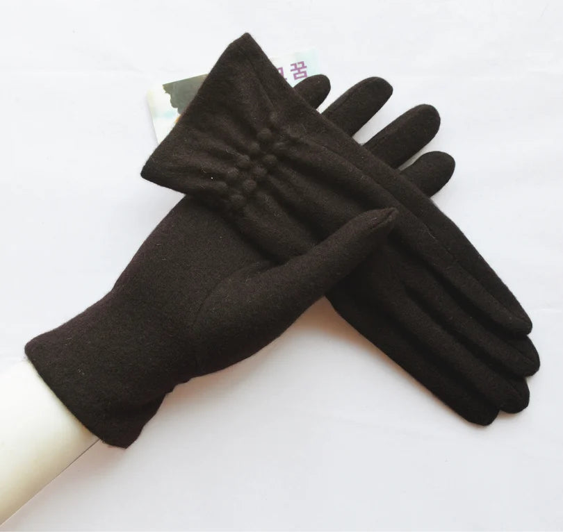 [BYSIFA] Winter Cashmere Wool Gloves Women New Soft Elegant Mittens Gloves Top Grade Thick Warm Touch Screen Ladies Gray Gloves