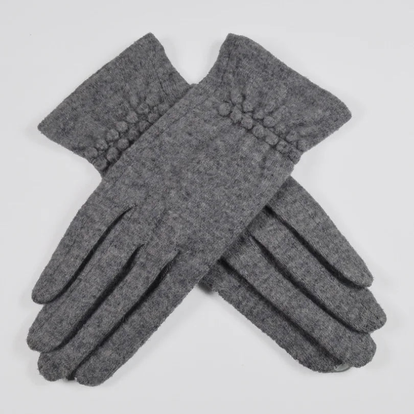 [BYSIFA] Winter Cashmere Wool Gloves Women New Soft Elegant Mittens Gloves Top Grade Thick Warm Touch Screen Ladies Gray Gloves