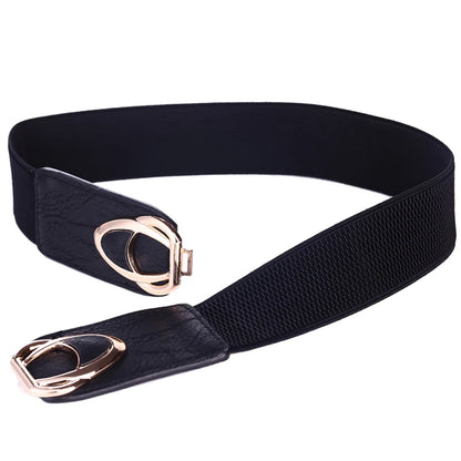 Women's Elastic Stretch Belt with Clasp Alloy Buckle Waist Cinching Waistband Fashion Waist Cinch 4.0cm Wide