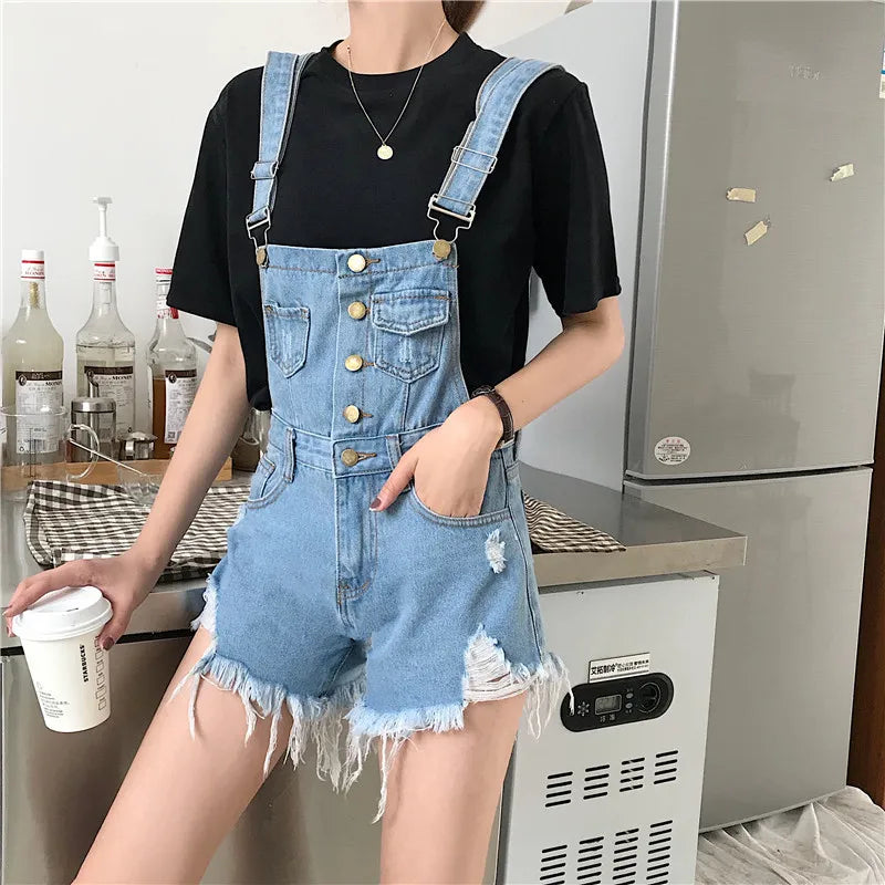 Women's Denim Overalls, Female Jumpsuit, Denim Rompers, Playsuit, Straps, Shorts, Fashion
