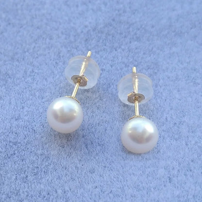 Sinya Au750 Fine Jewelry Women Girls Mum Best Gift Classical 18k Gold Natural Perfect Round Pearls High Luster Stud Earring