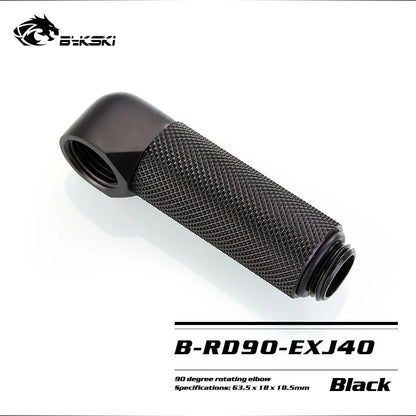 BYKSKI G1/4'' 90 Degree Rotary Fitting / Extend 15/20/25/30/35/40mm Water Cooling Adaptors Color Black