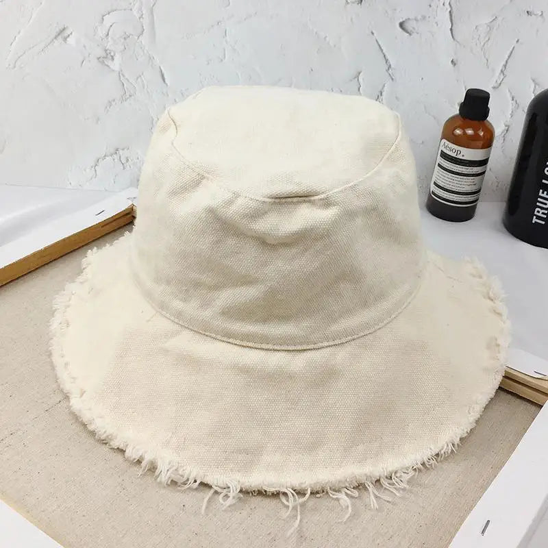 Bucket Hat Women Men Summer Fishing Hats Girls Casual Fishermen Cap Washed Denim Tassel Brim Kpop Hip Hop Bucket Hat Female
