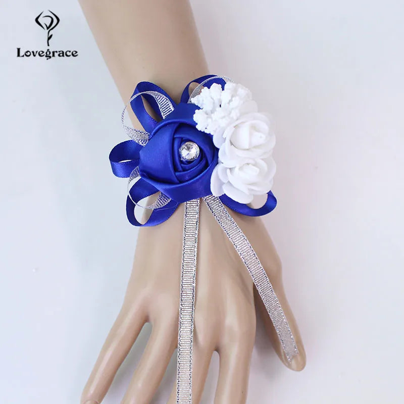 Lovegrace Wrist Corsages Bracelet Rose Artificial Flowers on the Wrist Bridesmaids Bracelet Marriage Bridal Hand Flower Wedding