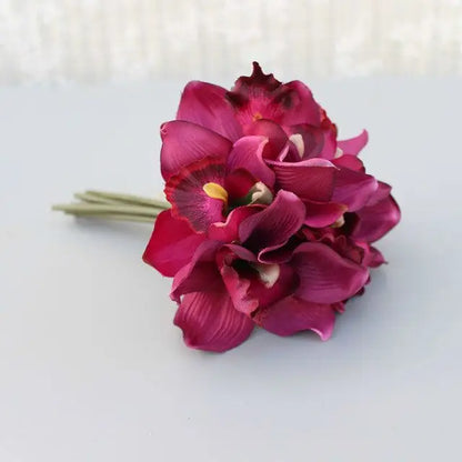 7 head wedding decoration mariage Orchid artificial flower decorative silk voilet bridal bouquet home decoration accessories