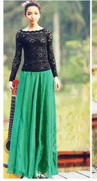 1pcs/lot bohemian style woman beach long skirt summer chiffon candy color long skirt casual skirt free size