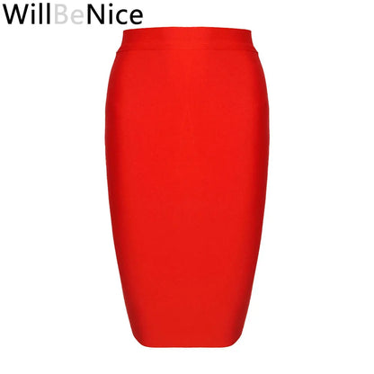 Willbenice Sexy Office Bandage Skirts Nude Purple White Bodycon Slim Womens Knee Length Hot Pink Fuchia Black Pencil Maxi Skirts