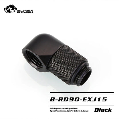 BYKSKI G1/4'' 90 Degree Rotary Fitting / Extend 15/20/25/30/35/40mm Water Cooling Adaptors Color Black