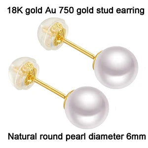 Sinya Au750 Fine Jewelry Women Girls Mum Best Gift Classical 18k Gold Natural Perfect Round Pearls High Luster Stud Earring