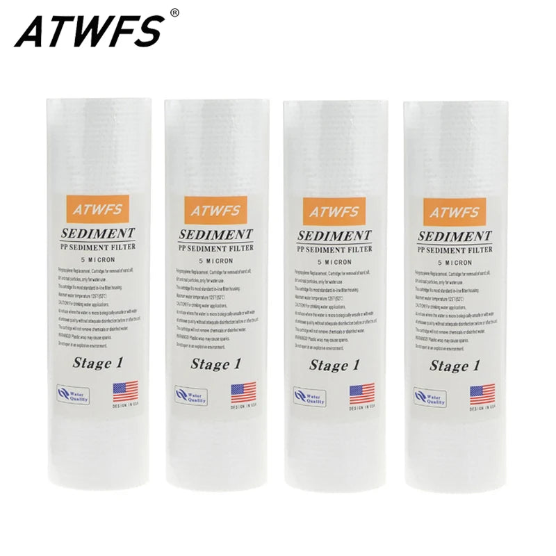 ATWFS Water Purifier Filter 5 Micron 4 x 10" ppf Filter Sediment Water Filter Cartridge (4 pcs) Aquarium pre-filters