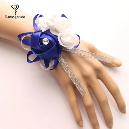 Lovegrace Wrist Corsages Bracelet Rose Artificial Flowers on the Wrist Bridesmaids Bracelet Marriage Bridal Hand Flower Wedding
