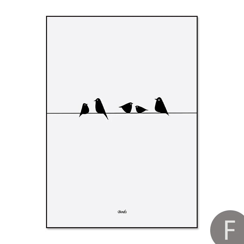 Cats Love Line Canvas Painting Minimalist Decorative Art Print Poster Nordic Black White Wall Picture Decor Nursery Kids Room