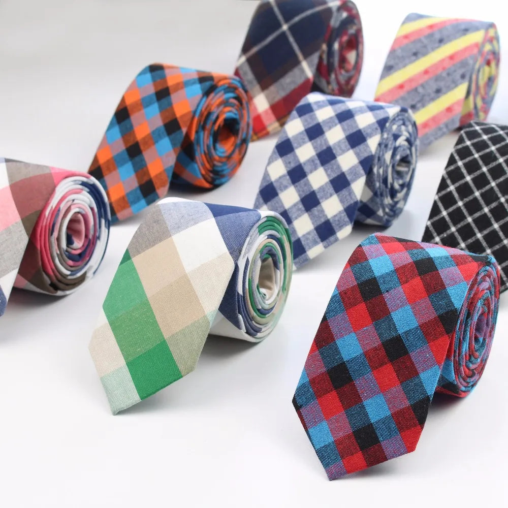 Fashion Tie Classic Men's Plaid Necktie Casual Tartan Suit Bowknots Ties Male Cotton Skinny Slim Ties Colourful Cravat